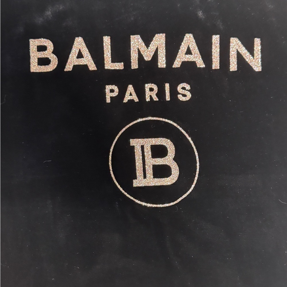 BALMAIN Black Velvet Glittered Logo Top Size 34 NWT - Picture 4 of 10